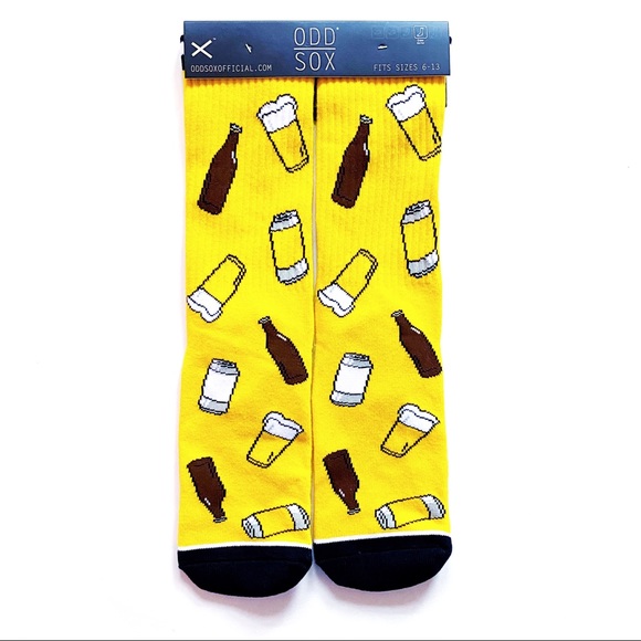 Odd Sox Other - Odd Sox Beer Bottle Mug Crew Socks Yellow Mens Womens Novelty Gift